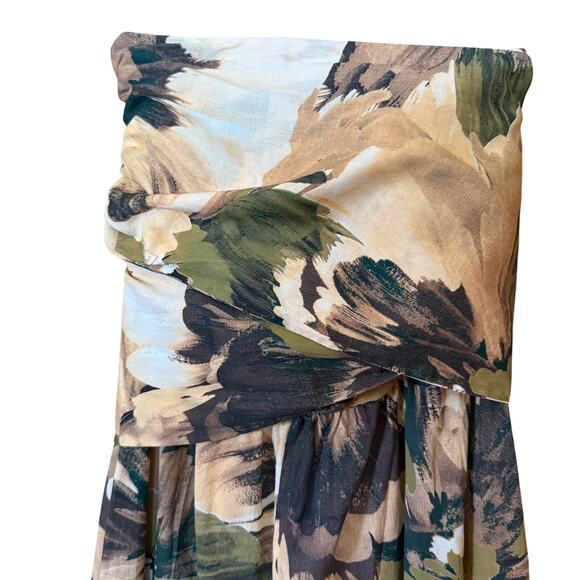 Girl and the Sun Waterfront Green and Yellow Strapless Jumpsuit in Size Medium. - Picture 3 of 12